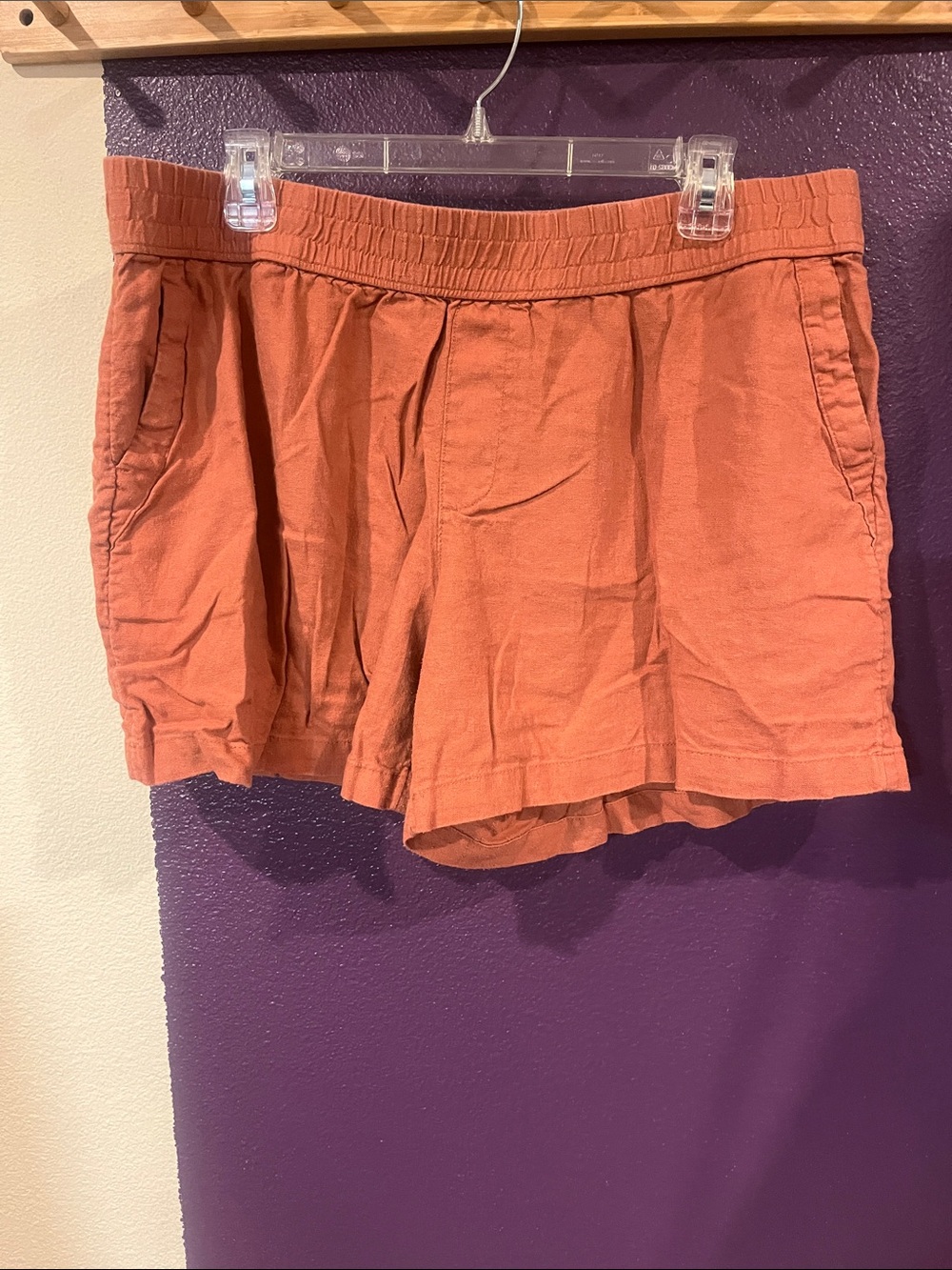Sonoma High-Waist Rust Orange Shorts with Elastic Waist. 23